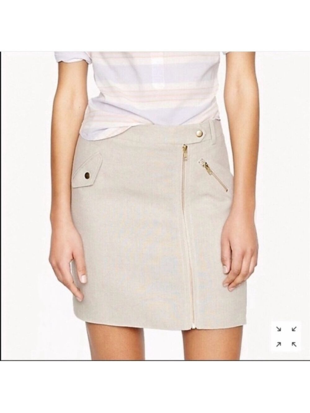 J. Crew Tan Beige Linen Utility Skirt - Picture 1 of 15
